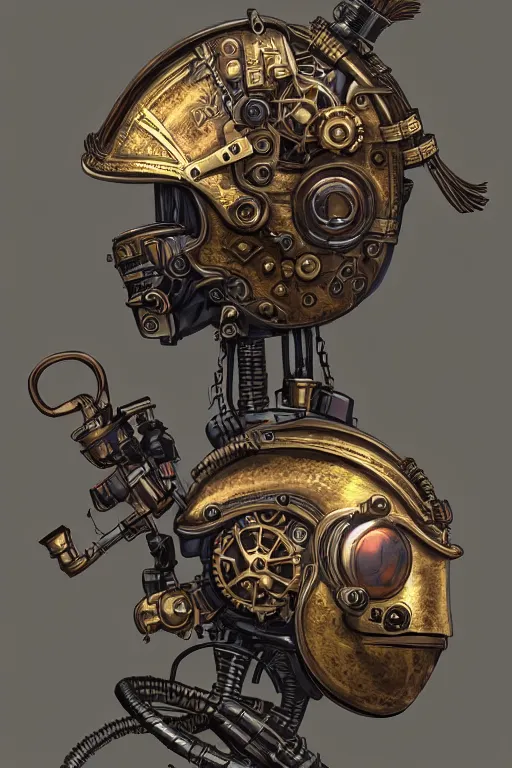 Image similar to steampunk helmet fantasy art mask robot ninja stylized digital illustration sharp focus, elegant intricate digital painting artstation concept art global illumination ray tracing advanced technology chaykin howard and campionpascale and cooke darwyn and davis jack