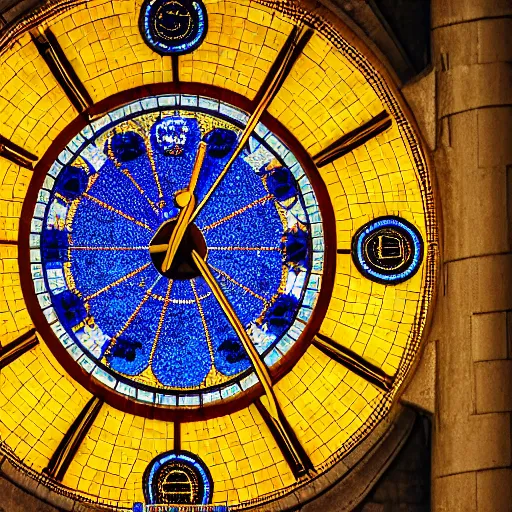 Prompt: a large church with a clock on the top of it, a mosaic by avigdor arikha, trending on unsplash, orphism, photo taken with ektachrome, photo taken with nikon d 7 5 0, photo taken with provia