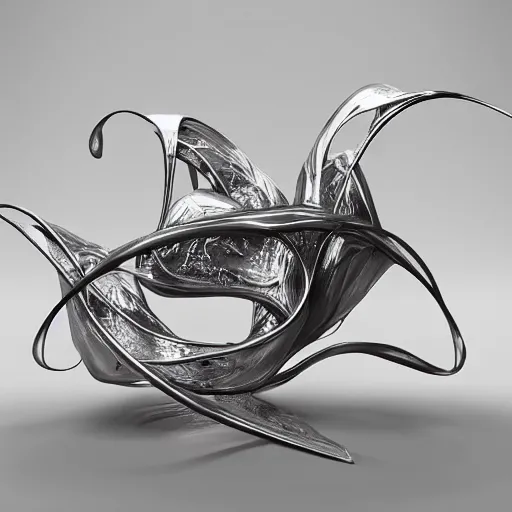 Image similar to 3 d liquid forms in metal abstract sculpture