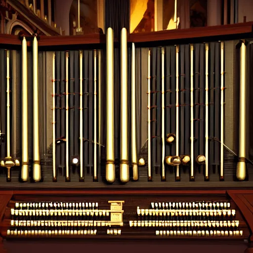 Image similar to a silly picture of a church organ with a smile, digital art, artstation, 4k