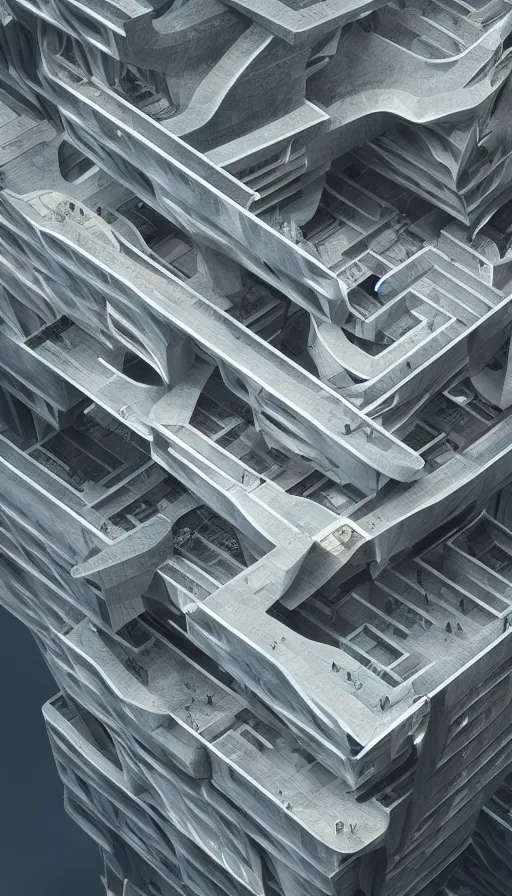 Image similar to giant modern smart futuristic lovecraftian building architecture, mc escher, transversal section, 8 k, ultra detailed, octane render, realistic