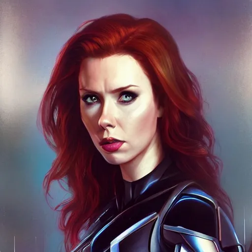 Image similar to portrait of James Deen as Black Widow in the Avengers movie, looking at camera, intricate, dystopian, sci-fi, extremely detailed, octane render, digital painting, concept art, smooth, sharp focus, illustration, incredible art by artgerm and greg rutkowski and alphonse mucha and simon stalenhag