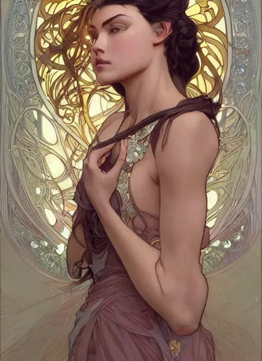 Image similar to queen, dainty wilder face, incredibly detailed face, pretty face, light dress, true anatomy, art by artgerm and greg rutkowski and alphonse mucha