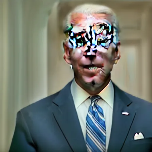Prompt: A still of Joe Biden in The Shining