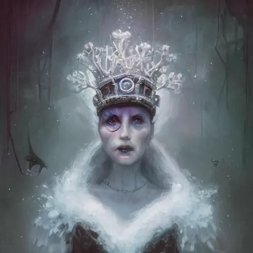 Prompt: !dream Thermalcore a demonic Frosty whilst wearing Crown Of Ice lawyer Jenny Frankino portrait portrait Face eyes Wearing Snickerdoodles on her Calves in July Intaglio Brushstrokes by tom bagshaw Anato Finnstark Ismail Inceoglu