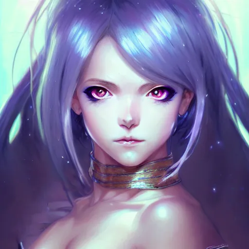 Image similar to anime girl portrait, armor, full body, white hair, d & d, fantasy, detailed eyes, intricate, backlit, realistic lighting, elegant, highly detailed, digital painting, artstation, concept art, smooth, sharp focus, illustration, art by artgerm, greg rutkowski, alphonse mucha