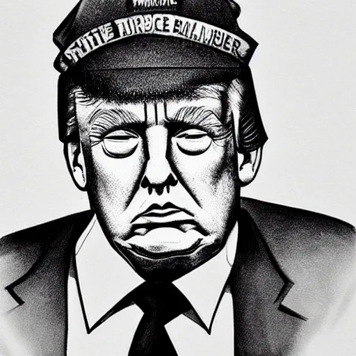 Prompt: “Trump as the unibomber, police sketch”