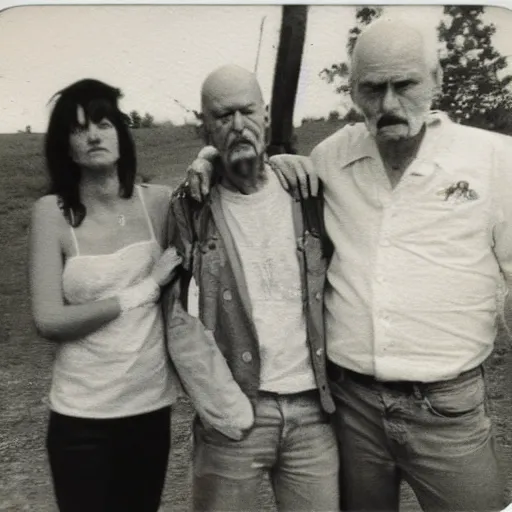 Image similar to found polaroid photo of trash humpers in the trailer park