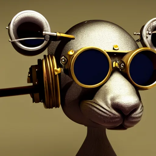 Image similar to a rat with steampunk googles, with Vray