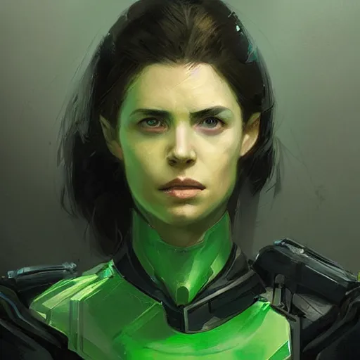 Image similar to portrait of a female superhero by greg rutkowski, she looks like thomasin mackenzie, she is wearing a black and green kevlar gear with a cape, highly detailed portrait, digital painting, artstation, concept art, smooth, sharp foccus ilustration, artstation hq