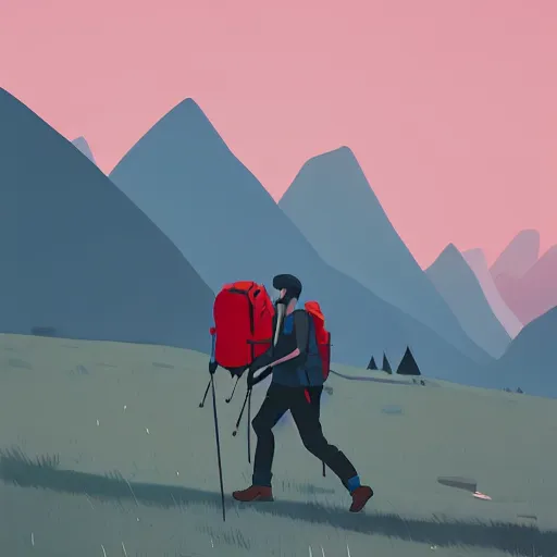 Image similar to hiker unloading the car before camping, style by atey ghailan