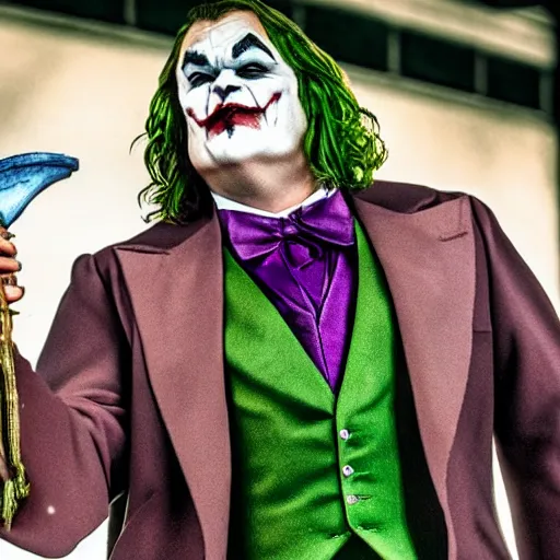 Prompt: jack black as the joker, movie still, 8 k