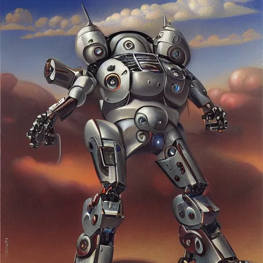 Image similar to combat mecha by gerald brom, fernando botero