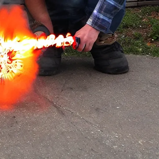 Image similar to crack addicts torching things with handheld propane torches