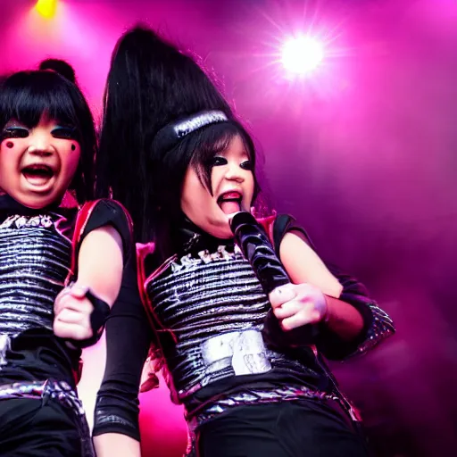 Prompt: baby Metal band live on stage