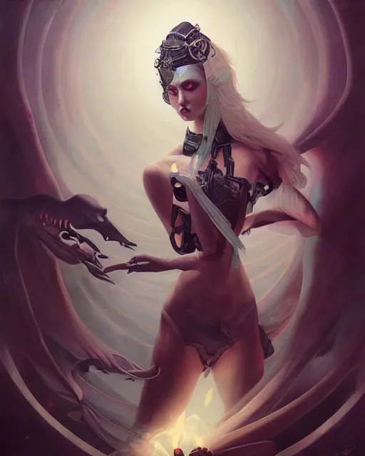 Image similar to the embodiment of darkness by Valentina Remenar, maximalism, peter mohrbacher and artgerm