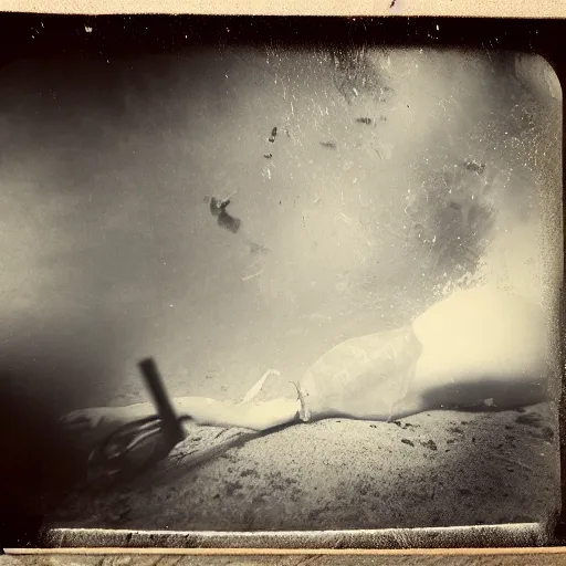 Image similar to tintype photo, underwater, tornado