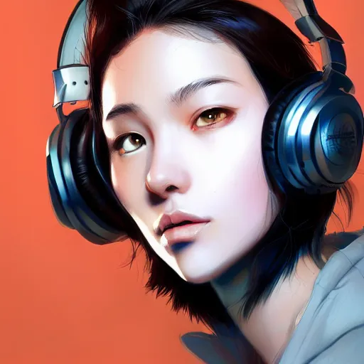 Prompt: Dj in headphone, by Stanley Artgerm Lau, WLOP, Rossdraws, James Jean, Andrei Riabovitchev, Marc Simonetti, Yoshitaka Amano, ArtStation, CGSociety,