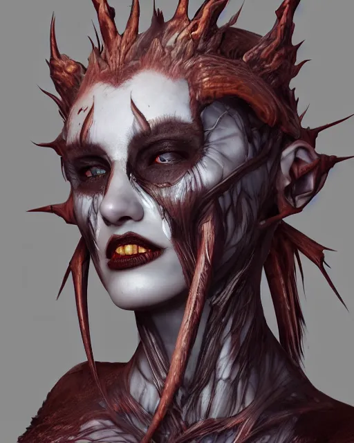 Prompt: headshot portrait of nightmare queen inspired by anatomy, detailed, textured, realistic, unreal engine, cgsociety, cinematic lighting, concept art