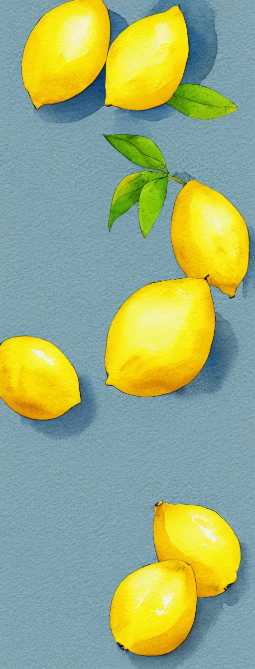 Image similar to minimalist watercolor art of a lemons on white background, illustration, vector art