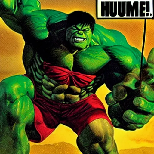 Prompt: The Hulk at summer camp