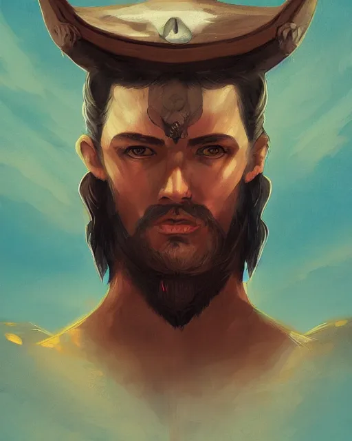 Prompt: digital illustration of a conquistador, art by anato finnstark and sangsoo jeong, treasure island movie color scheme, symmetric, facial features, portrait, handsome, digital painting, artstation, unreal engine