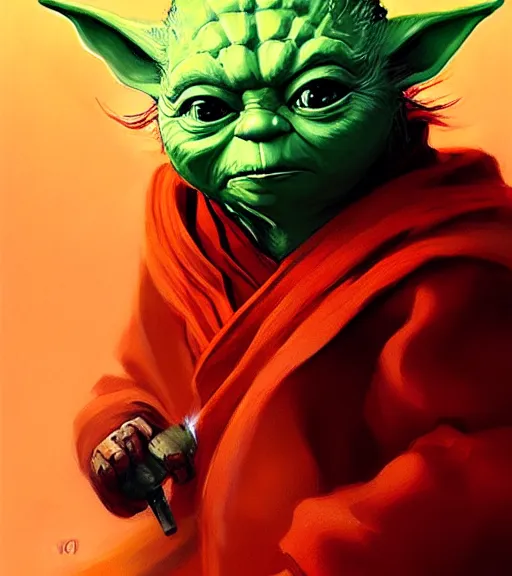 Image similar to portrait of wuxia yoda by rhads