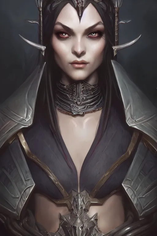 Image similar to dark elf princess, highly detailed, d & d, fantasy, highly detailed, digital painting, trending on artstation, concept art, sharp focus, illustration, art by artgerm and greg rutkowski and fuji choko and viktoria gavrilenko and hoang lap