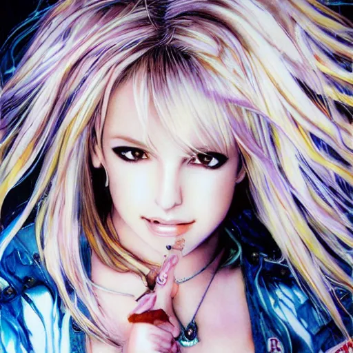 Image similar to ! dream britney spears, by art by yoshitaka amano, - n 9, by yoshitaka amano,