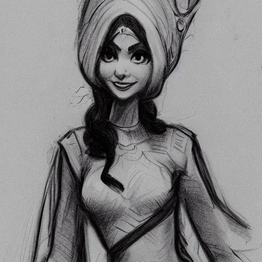 Image similar to milt kahl sketch of victoria justice as princess padme from star wars episode 3