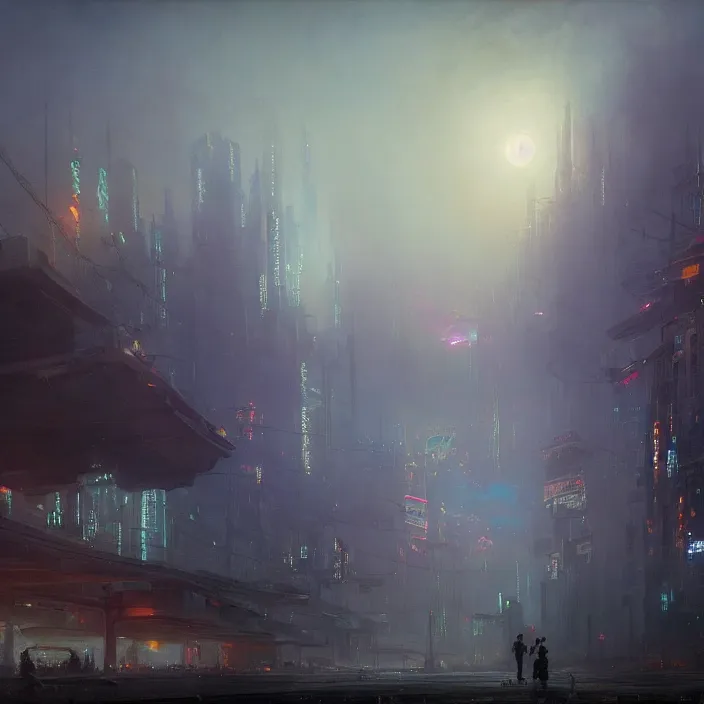 Prompt: a beautiful oil painting of a cyberpunk city on the wasteland by ivan aivazovsky and greg rutkowski and james gurney and frank lloyd and sung choi, in style of impressionnisme. hyper detailed, sharp focus, soft light. unreal engine 5 lumen. ray tracing. trending on artstation. oil on canvas