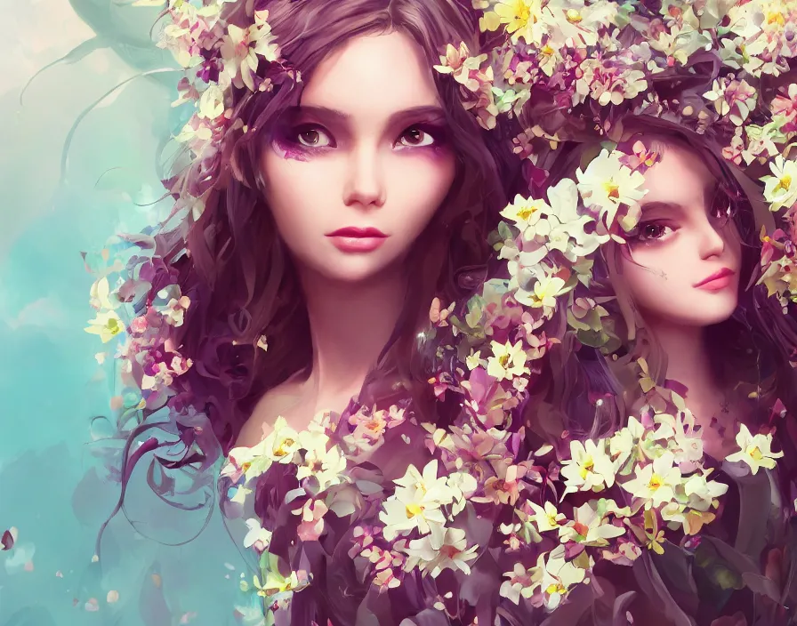 Image similar to vector girl with flowers, beautiful texture, beautiful graphics, fantasy artwork, very beautiful scenery, hd, hdr, ue 5, ue 6, unreal engine 5, cinematic 4 k wallpaper, 8 k, ultra detailed, by popular digital, details, beautiful image ever created, high resolution, artstation, award winning