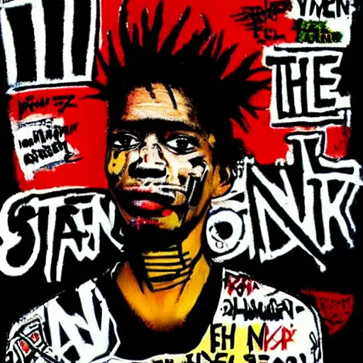 Image similar to punk in the style of basquiat