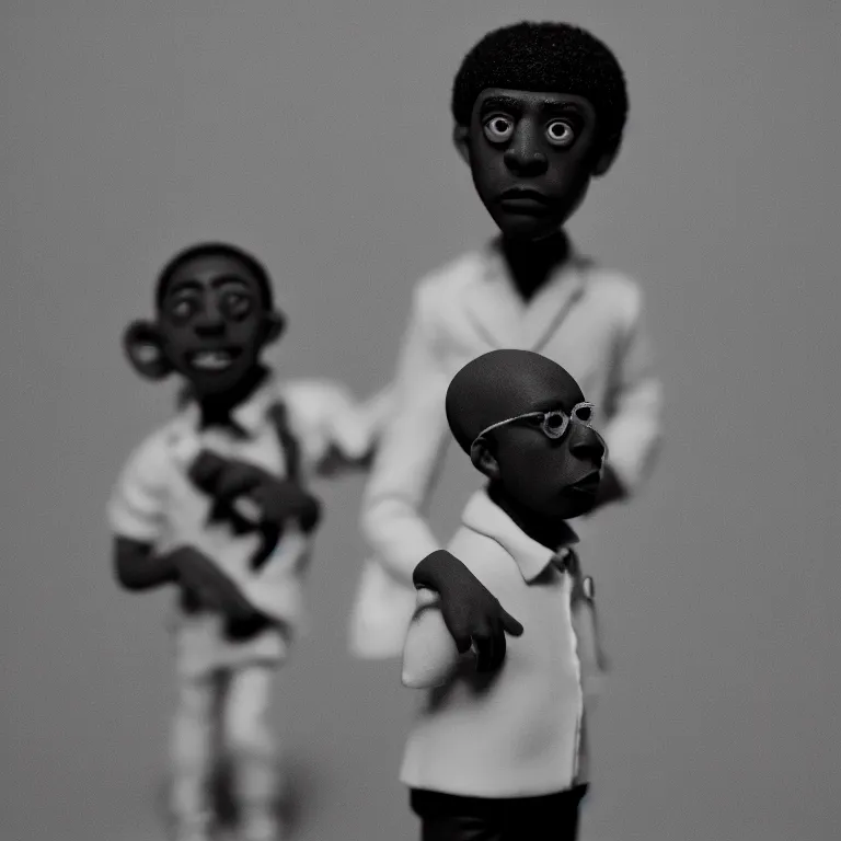 Image similar to a cinematic film still of a claymation stop motion film starring tyler the creator, shallow depth of field, 8 0 mm, f 1. 8