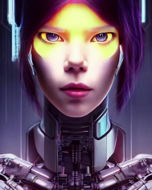 Image similar to weta disney movie still portrait photo of elle brooke as the major ghost in the shell as cyborg woman by pixar, by weta, wlop, ilya kuvshinov, rossdraws, artgerm, maxim cover, latex, sweaty, iridescent, bright morning, anime, liosh, mucha