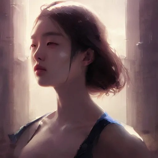 Image similar to lee jin - eun by greg rutkowski, rule of thirds, seductive look, beautiful