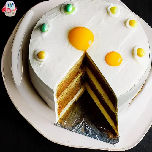 Image similar to egg cake, food photography, very detailed