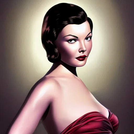 Image similar to young beautiful Gene Tierney color studio publicity photo , tight face shot portrait, highly detailed, digital painting, artstation, concept art, illustration, art , by John Clymer, in the style of John Clymer, painting by John Clymer