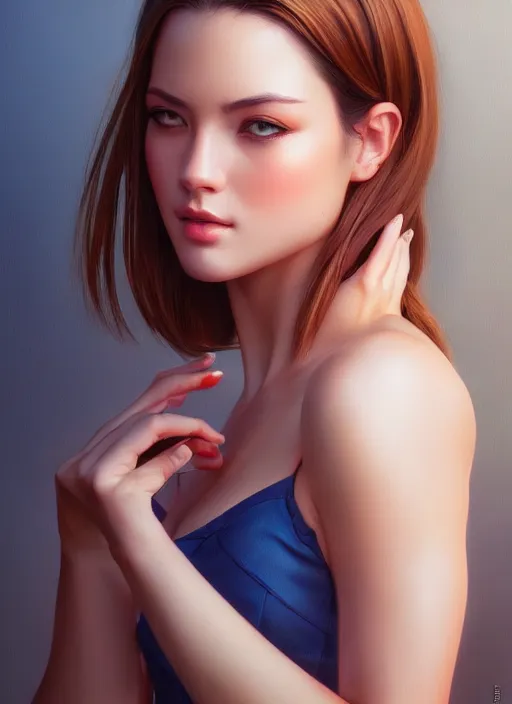 Image similar to photo of a gorgeous young woman in the style of stefan kostic, realistic, sharp focus, 8k high definition, insanely detailed, intricate, elegant, art by stanley lau and artgerm