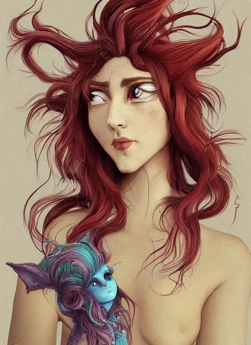 Prompt: ariel as a cat seahorse fursona, autistic bisexual graphic designer and musician, long haired attractive androgynous fluffy humanoid character design, sharp focus, weirdcore voidpunk digital art by artgerm, akihiko yoshida, louis wain, simon stalenhag, wlop, noah bradley, furaffinity, artstation hd, trending on deviantart