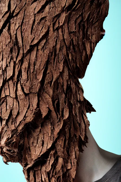 Image similar to 📷 markiplier's tree bark skin, made of tree bark, head portrait, dynamic lighting, 4 k