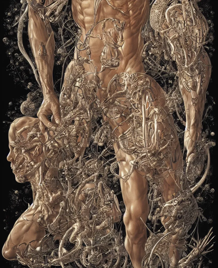 Image similar to a biologic man 1 9 0 6 by stanley artgerm and ernst haeckel, trending on artstation