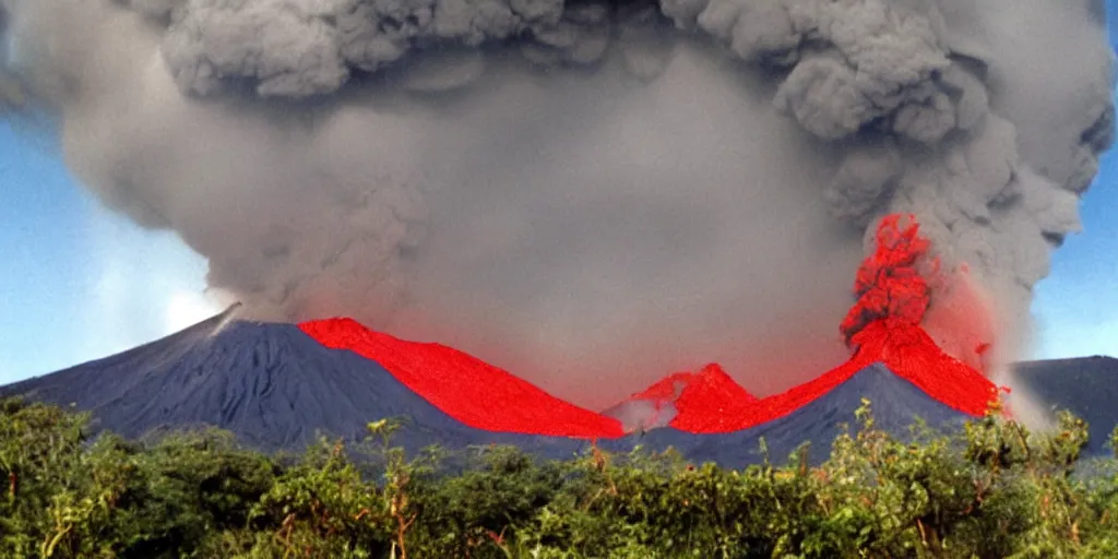 Image similar to Great volcanic eruption, Frida style.