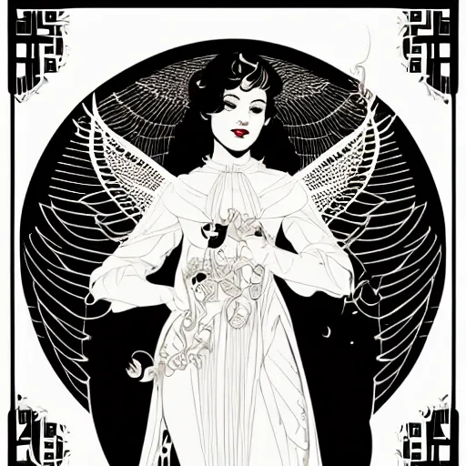 Image similar to silhouette of an angel illustration, vector art style, medium shot, intricate, elegant, highly detailed, digital art, ffffound, art by JC Leyendecker and sachin teng