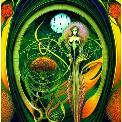 Image similar to the green hour, a beautiful abstract art nouveau painting by daniel merriam and ernst haeckel