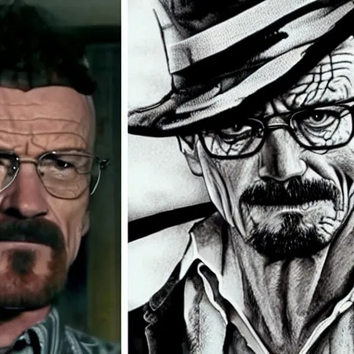 Prompt: walter white is playing freddy krueger, 8 0 s nightmare on elm street screen, horror movie