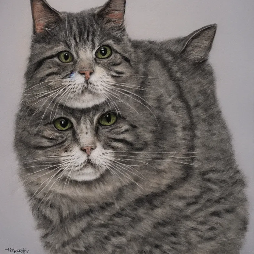 Prompt: hyperrealistic portrait of lucy the juicy cat