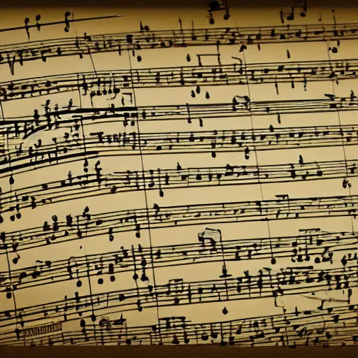 Prompt: A highly detailed music sheet musical composition by Mozart, by Beethoven, by Bach, by Chopin, by Debussy, volumetric harmony, crescendo, octane render, 4K resolution, trending on spotify, masterpiece