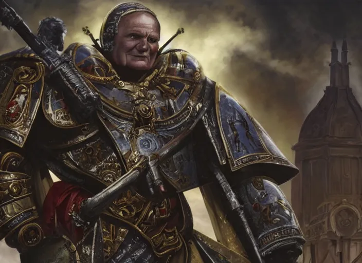 Image similar to john paul ii in warhammer 4 0, 0 0 0, cinematic scene