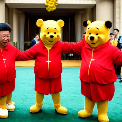 Prompt: xi jinping cosplays as winnie the pooh